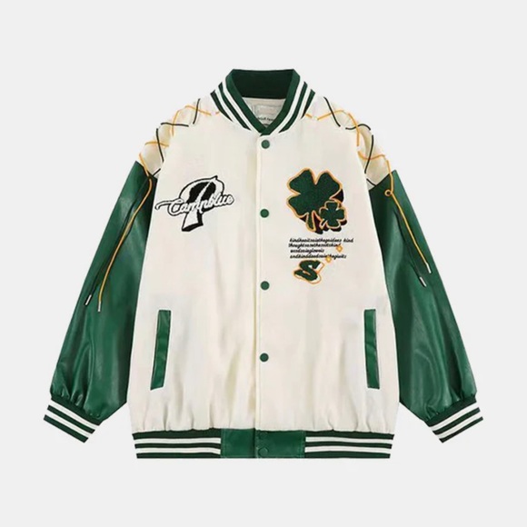 Men’s Faux Leather Bomber Varsity Jacket (XL) - Picture 3 of 6